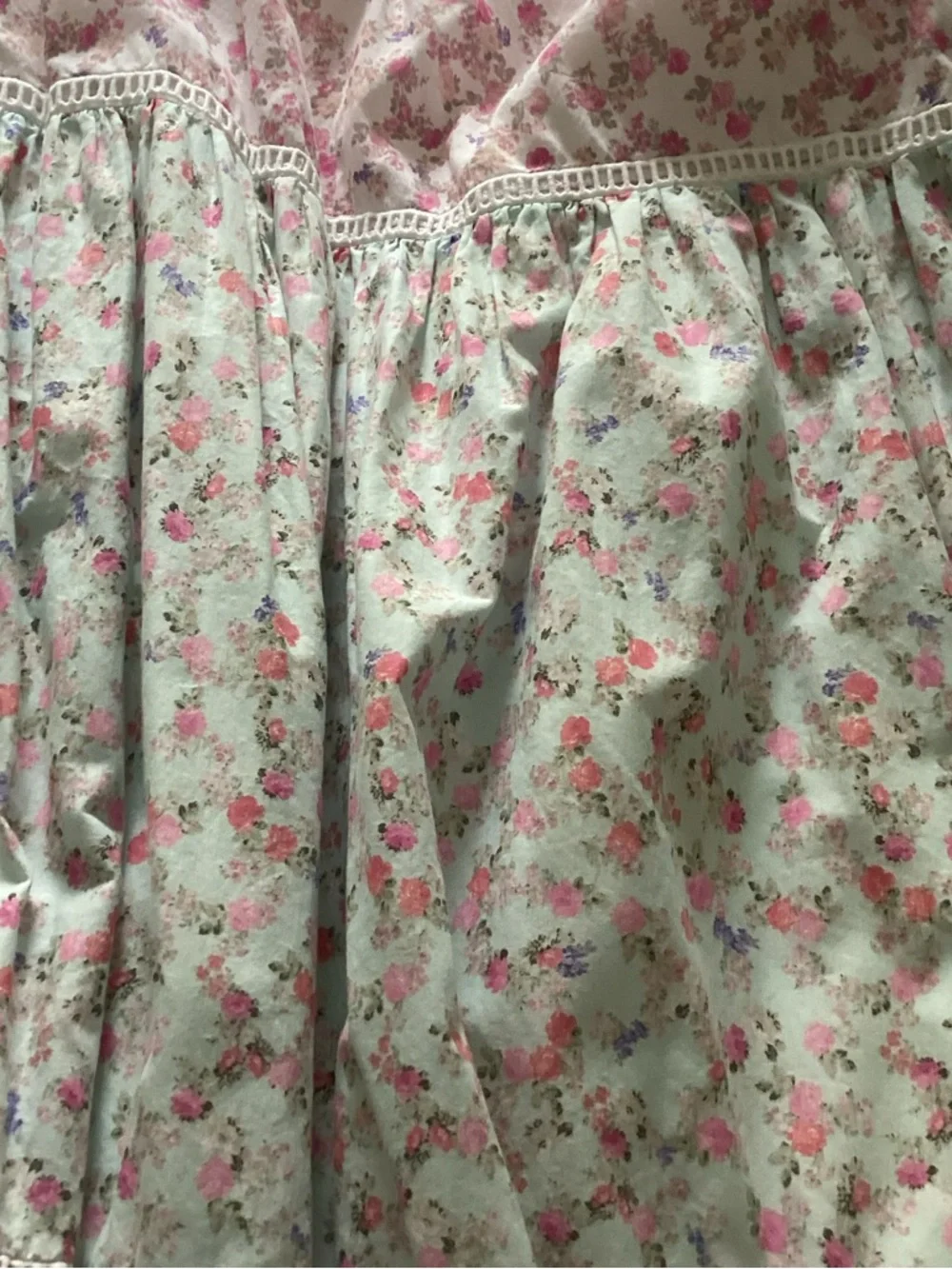 LoveShackFancy Pink and Mint Tiered Floral Midi Dress - Picture 3 of 5